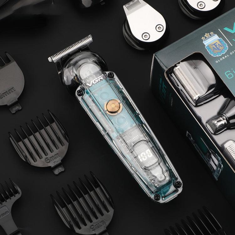 VGR V-102 6 in 1 USB Transparent Digital Display Professional Hair Clipper Set - free shipping - PMC TechLife - Order now!