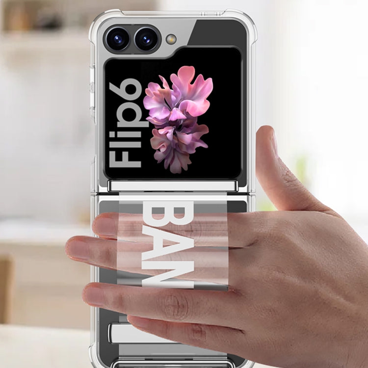 For Samsung Galaxy Z Flip6 GKK Clear Airbag Wristband Holder Phone Case(Transparent Red) - free shipping - PMC Jewellery - Order now!