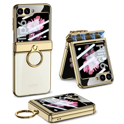 For Samsung Galaxy Z Flip6 GKK Integrated  Magnetic Folding Phantom Rotary Phone Case with Ring Holder(Champagne Gold) - Galaxy Z Flip6 5G Cases by GKK | Online Shopping South Africa | PMC Jewellery | Buy Now Pay Later Mobicred