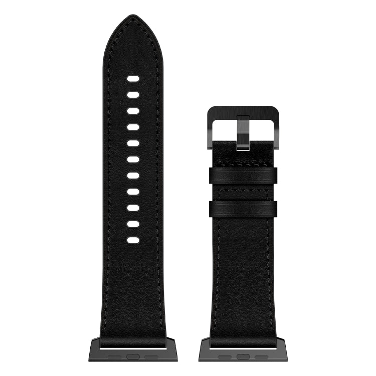For Apple Watch Ultra 2 49mm Wilderness Top-grain Leather Watch Band(Black Connector Black) - Watch Bands by PMC TechLife | Online Shopping South Africa | PMC TechLife | Buy Now Pay Later Mobicred
