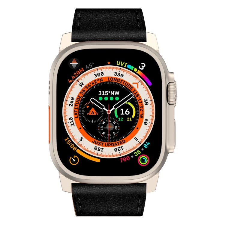 For Apple Watch Ultra 2 49mm Wilderness Top-grain Leather Watch Band(Titanium Connector Black) - Watch Bands by PMC TechLife | Online Shopping South Africa | PMC TechLife | Buy Now Pay Later Mobicred
