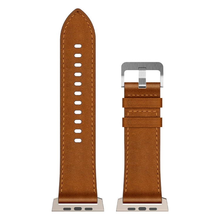 For Apple Watch Ultra 2 49mm Wilderness Top-grain Leather Watch Band(Titanium Connector Red Brown) - Watch Bands by PMC TechLife | Online Shopping South Africa | PMC TechLife | Buy Now Pay Later Mobicred