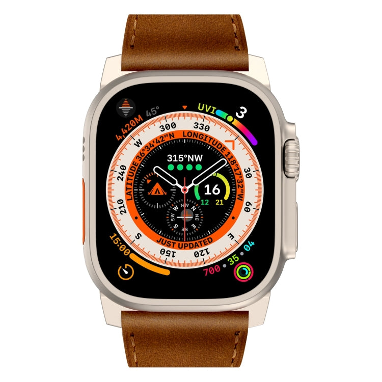 For Apple Watch Ultra 2 49mm Wilderness Top-grain Leather Watch Band(Titanium Connector Red Brown) - Watch Bands by PMC TechLife | Online Shopping South Africa | PMC TechLife | Buy Now Pay Later Mobicred