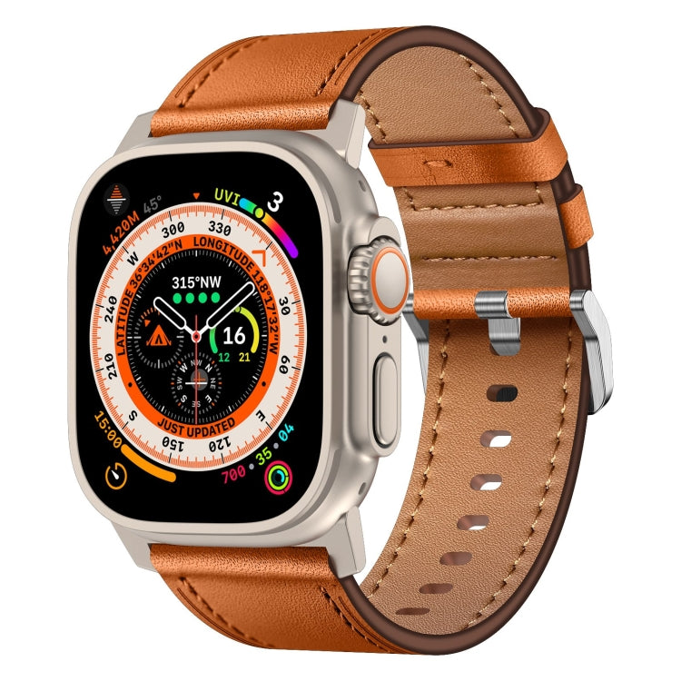 For Apple Watch Ultra 2 49mm Wilderness Top-grain Leather Watch Band(Titanium Connector Brown) - Watch Bands by PMC TechLife | Online Shopping South Africa | PMC TechLife | Buy Now Pay Later Mobicred