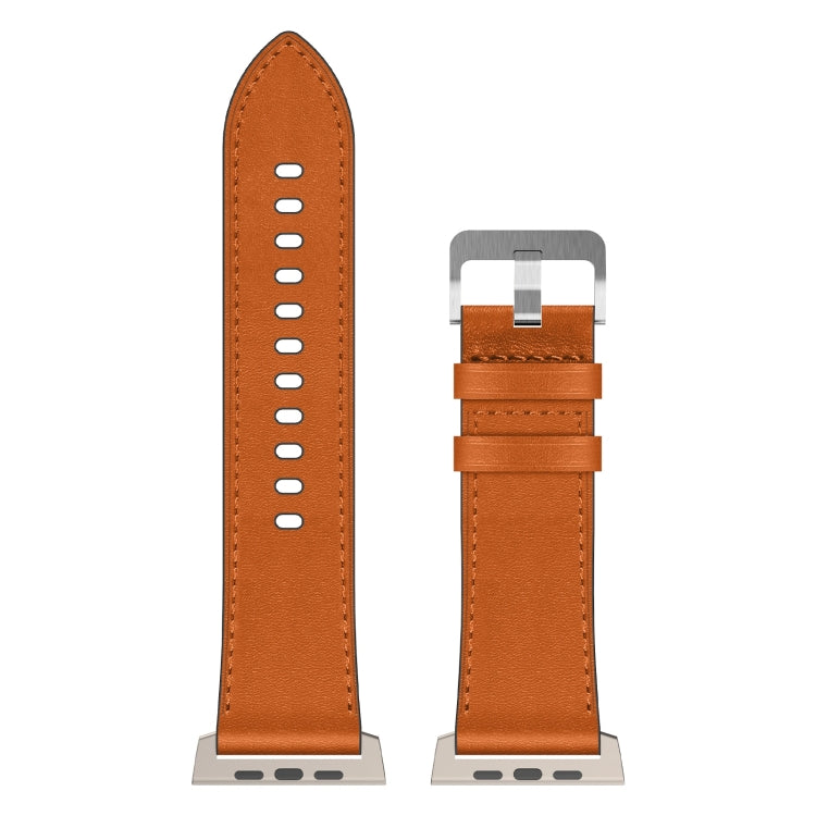 For Apple Watch Ultra 2 49mm Wilderness Top-grain Leather Watch Band(Titanium Connector Brown) - Watch Bands by PMC TechLife | Online Shopping South Africa | PMC TechLife | Buy Now Pay Later Mobicred