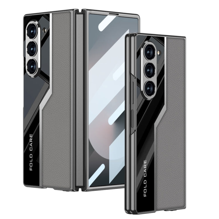 For Samsung Galaxy Z Fold6 GKK Integrated Plating TPU + Leather Supercar Full Coverage Phone Case(Grey) - Galaxy Z Fold6 5G Cases by GKK | Online Shopping South Africa | PMC Jewellery | Buy Now Pay Later Mobicred