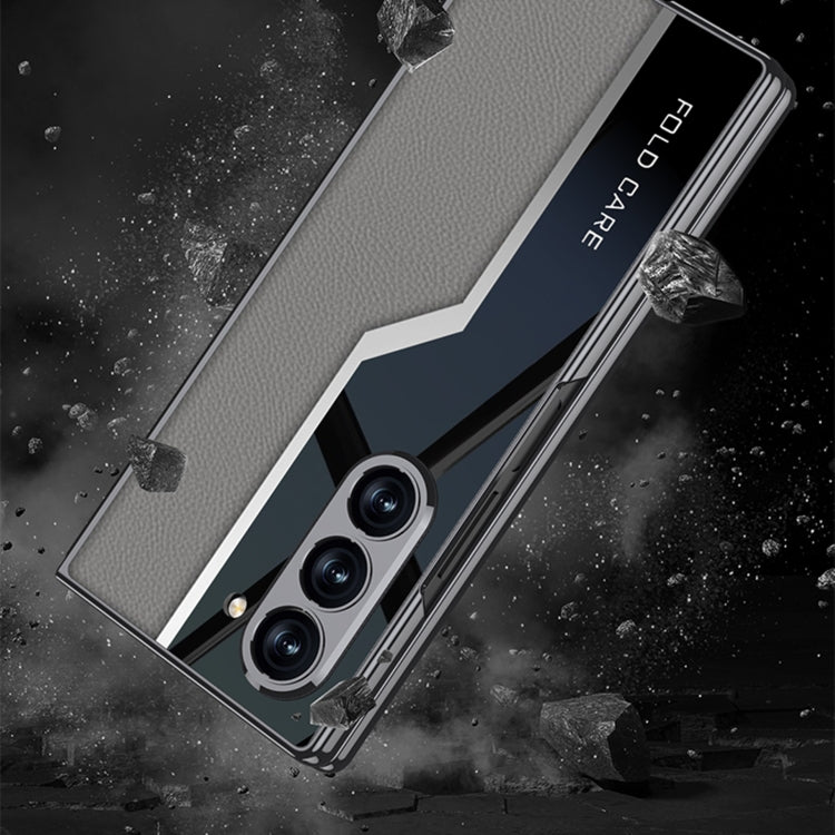 For Samsung Galaxy Z Fold6 GKK Integrated Plating TPU + Leather Supercar Full Coverage Phone Case(Grey) - Galaxy Z Fold6 5G Cases by GKK | Online Shopping South Africa | PMC Jewellery | Buy Now Pay Later Mobicred