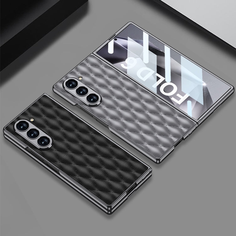 For Samsung Galaxy Z Fold6 GKK Integrated Plating Leather Rhombus Texture Full Coverage Phone Case(Grey) - Galaxy Z Fold6 5G Cases by GKK | Online Shopping South Africa | PMC Jewellery | Buy Now Pay Later Mobicred