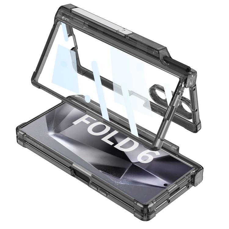 For Samsung Galaxy Z Fold6 GKK Integrated Airbag Hinge Full Coverage Phone Case with Holder / Pen Box, Not Included Pen(Transparent) - free shipping - PMC Jewellery - Order now!