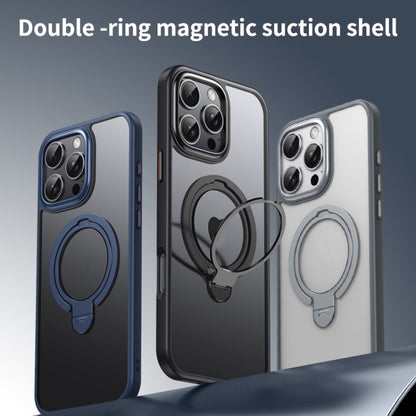 For iPhone 16 Pro Max Double Ring MagSafe Magnetic Holder Phone Case(Matte Black) - iPhone 16 Pro Max Cases by PMC Jewellery | Online Shopping South Africa | PMC Jewellery | Buy Now Pay Later Mobicred