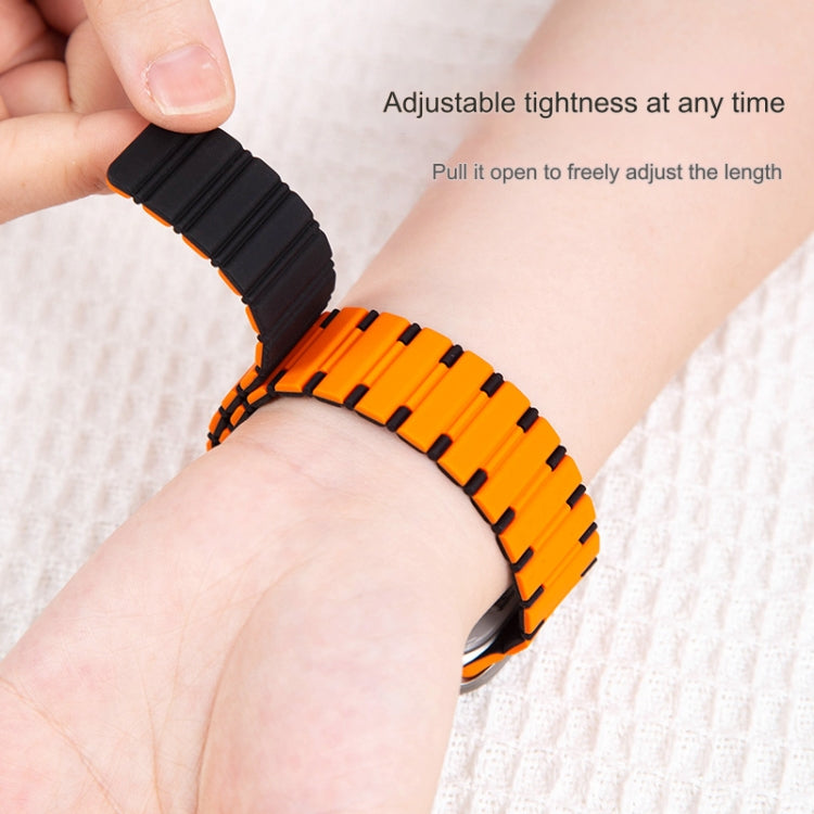 For Apple Watch SE 2023 44mm Two-color Magnetic Silicone Watch Band(Mist Blue Orange) - Watch Bands by PMc TechLife | Online Shopping South Africa | PMc TechLife | Buy Now Pay Later Mobicred