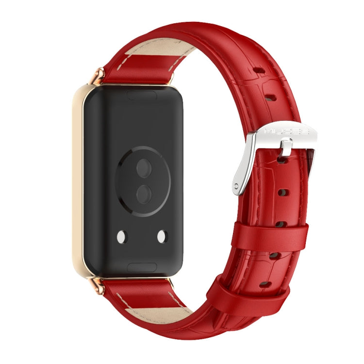 For Honor Band 10 / 9 MIJOBS Cowhide Leather Watch Band(Bamboo Red Rose Gold) - free shipping - PMc TechLife - Order now!