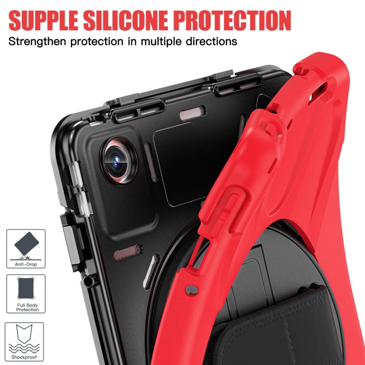 For Lenovo Tab M11 /Xiaomi Pad 11 2024 Rotatable Holder Silicone Hybrid PC Tablet Case with Shoulder Strap(Red) - Lenovo by PMC Jewellery | Online Shopping South Africa | PMC Jewellery | Buy Now Pay Later Mobicred