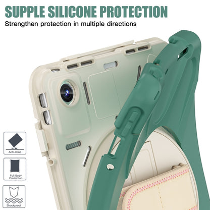 For Lenovo Tab M11 /Xiaomi Pad 11 2024 Rotatable Holder Silicone Hybrid PC Tablet Case with Shoulder Strap(Emerald Green) - Lenovo by PMC Jewellery | Online Shopping South Africa | PMC Jewellery | Buy Now Pay Later Mobicred