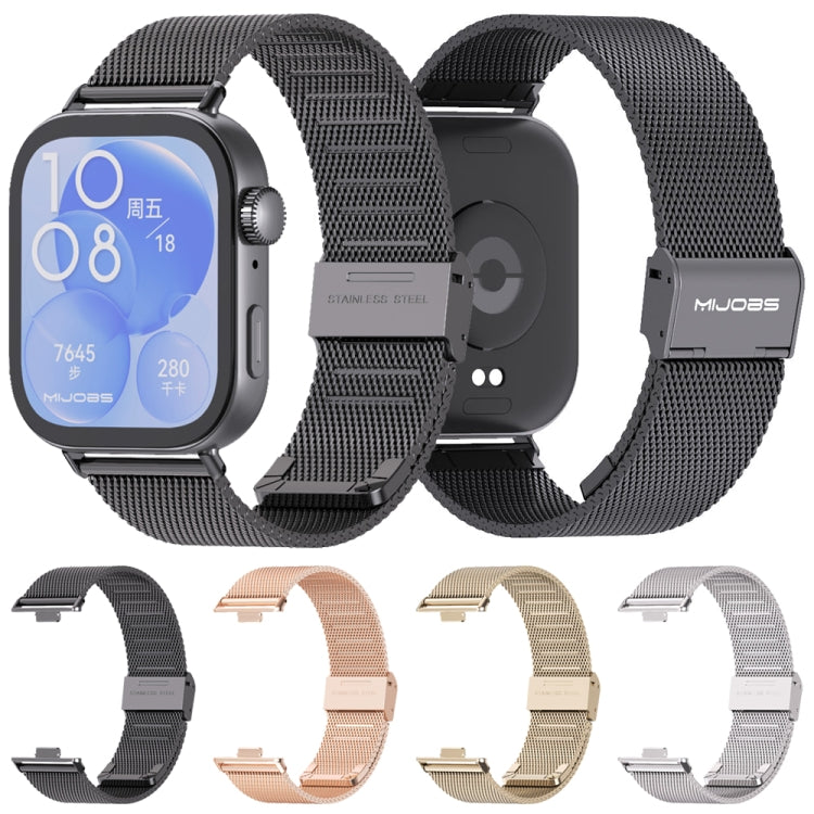 For Huawei Watch Fit3 MIJOBS Milan Buckle Stainless Steel Watch Band(Black) - Watch Bands by MIJOBS | Online Shopping South Africa | PMc TechLife | Buy Now Pay Later Mobicred