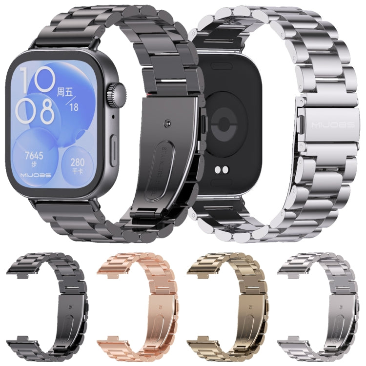 For Huawei Watch Fit3 MIJOBS Three-Beads Stainless Steel Watch Band(Rose Gold) - free shipping - PMc TechLife - Order now!