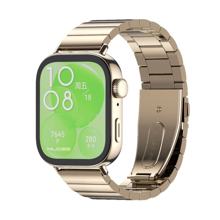 For Huawei Watch Fit3 MIJOBS Bamboo Stainless Steel Watch Band(Light Gold) - free shipping - PMc TechLife - Order now!