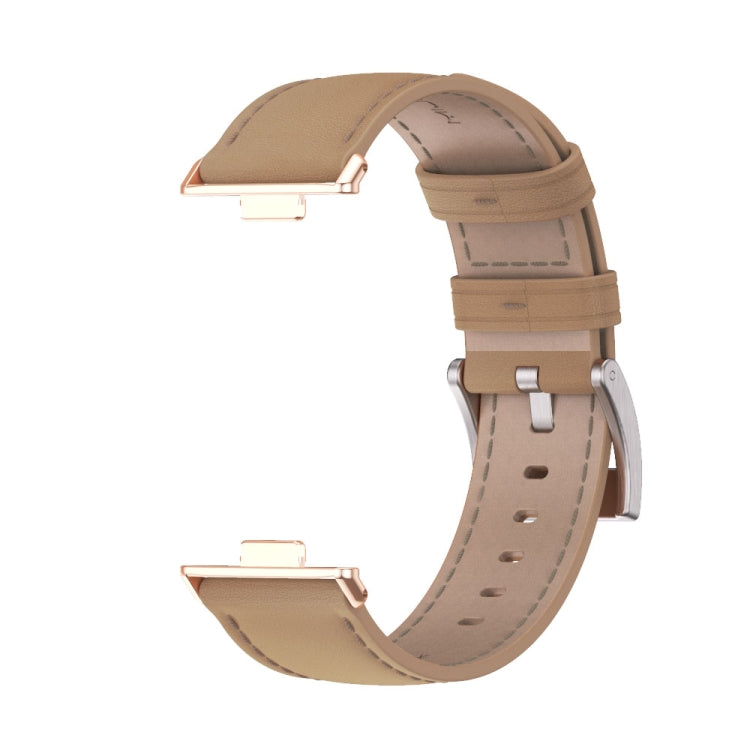 For Huawei Watch Fit3 MIJOBS Genuine Leather Watch Band(Apricot Rose Gold) - free shipping - PMc TechLife - Order now!
