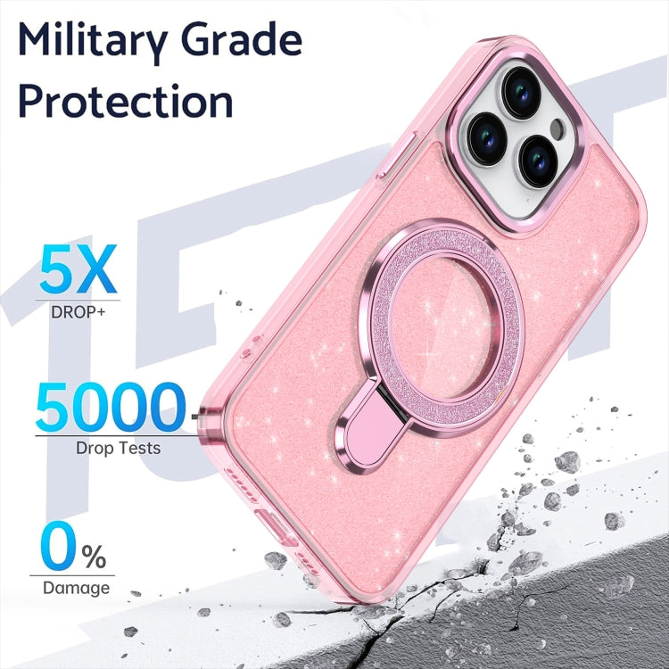 For iPhone 16 Plus Glitter Ring Holder MagSafe Phone Case(Pink) - iPhone 16 Plus Cases by PMC TechLife | Online Shopping South Africa | PMC TechLife | Buy Now Pay Later Mobicred