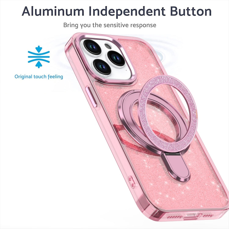 For iPhone 16 Pro Max Glitter Ring Holder MagSafe Phone Case(Pink) - iPhone 16 Pro Max Cases by PMC Jewellery | Online Shopping South Africa | PMC Jewellery | Buy Now Pay Later Mobicred