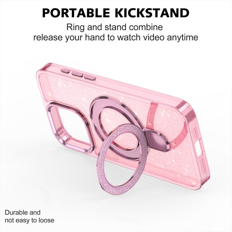 For iPhone 16 Pro Max Glitter Ring Holder MagSafe Phone Case(Pink) - iPhone 16 Pro Max Cases by PMC TechLife | Online Shopping South Africa | PMC TechLife | Buy Now Pay Later Mobicred
