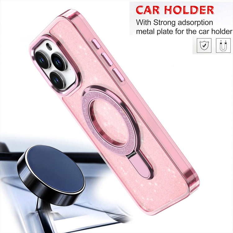 For iPhone 16 Plus Glitter Ring Holder MagSafe Phone Case(Pink) - iPhone 16 Plus Cases by PMC TechLife | Online Shopping South Africa | PMC TechLife | Buy Now Pay Later Mobicred