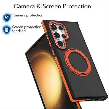 For Samsung Galaxy S24 Ultra 5G Dual-Color Skin Feel Rotating Holder Phone Case(Orange) - Galaxy S24 Ultra 5G Cases by PMC Jewellery | Online Shopping South Africa | PMC Jewellery | Buy Now Pay Later Mobicred