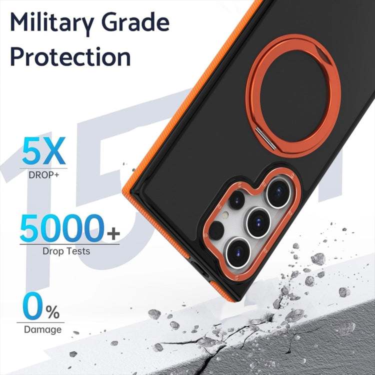 For Samsung Galaxy S24 Ultra 5G Dual-Color Skin Feel Rotating Holder Phone Case(Orange) - Galaxy S24 Ultra 5G Cases by PMC Jewellery | Online Shopping South Africa | PMC Jewellery | Buy Now Pay Later Mobicred