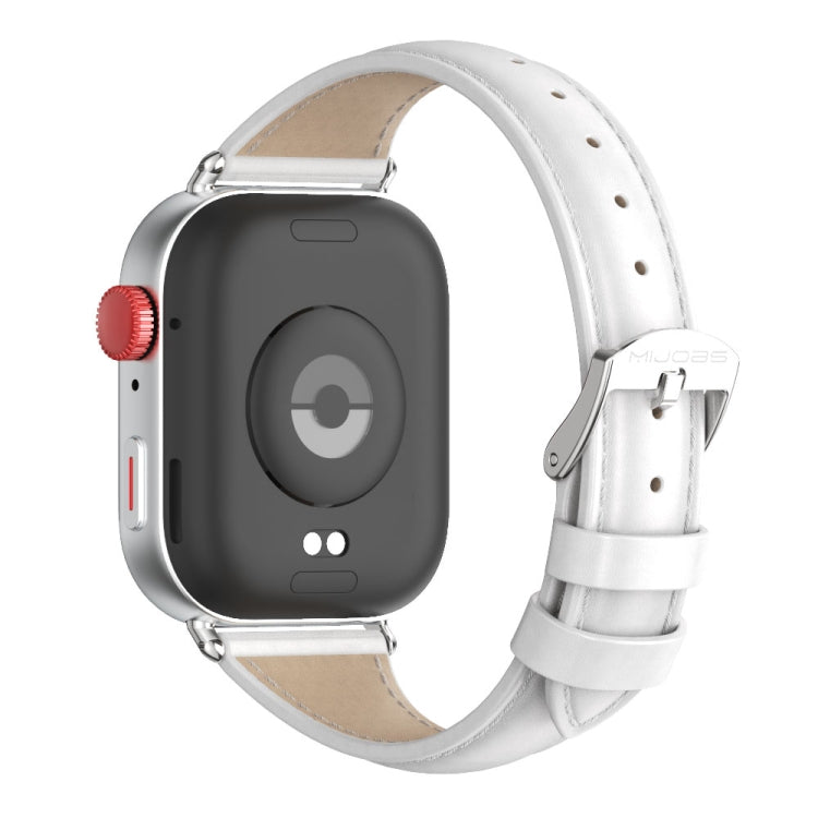 For Huawei Watch Fit3 MIJOBS Slim Genuine Leather Watch Band(White Silver) - free shipping - PMC TechLife - Order now!