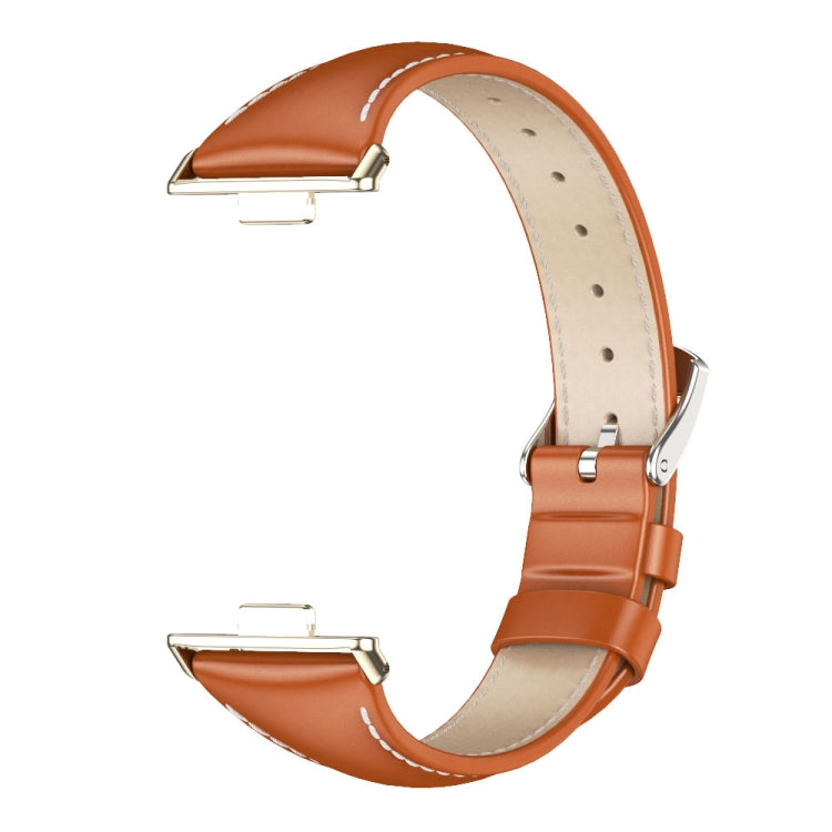 For Huawei Watch Fit3 MIJOBS Slim Genuine Leather Watch Band(Orange Light Gold) - free shipping - PMC TechLife - Order now!