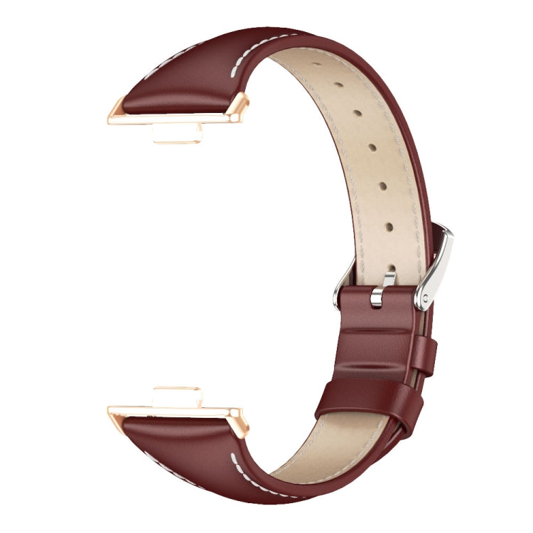 For Huawei Watch Fit3 MIJOBS Slim Genuine Leather Watch Band(Wine Red Rose Gold) - free shipping - PMC TechLife - Order now!