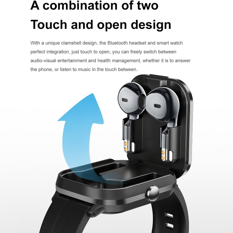 D8 Pro 2.01 inch 2 in 1 Bluetooth Earphone Steel Strap Smart Watch, Support NFC with Cover(Space Grey) - Smart Watches by PMC TechLife | Online Shopping South Africa | PMC TechLife | Buy Now Pay Later Mobicred