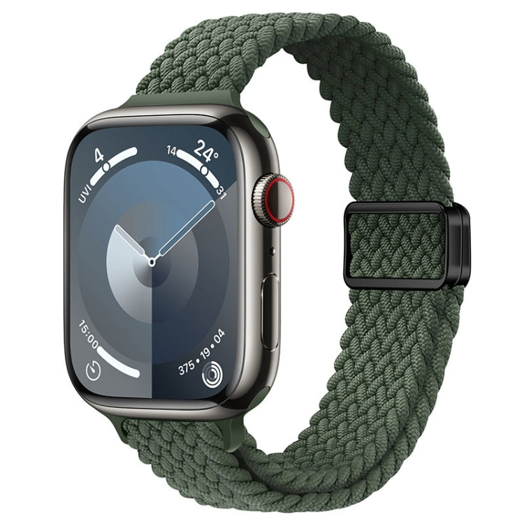 For Apple Watch Series 8 45mm Slim Magnetic Buckle Nylon Braided Watch Band(Dark Olive Green) - free shipping - PMc TechLife - Order now!