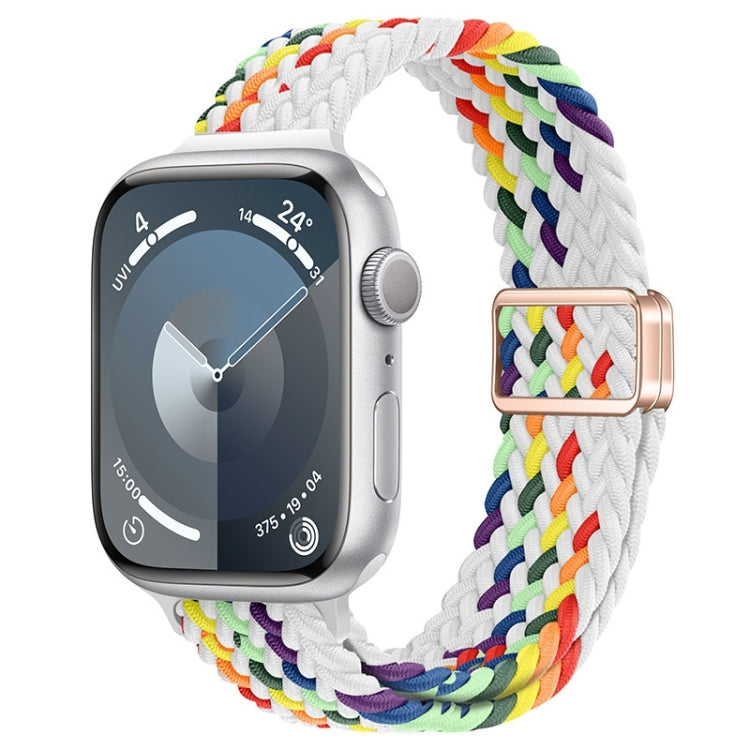 For Apple Watch SE 2022 40mm Slim Magnetic Buckle Nylon Braided Watch Band(Z Pattern White Rainbow) - free shipping - PMc TechLife - Order now!
