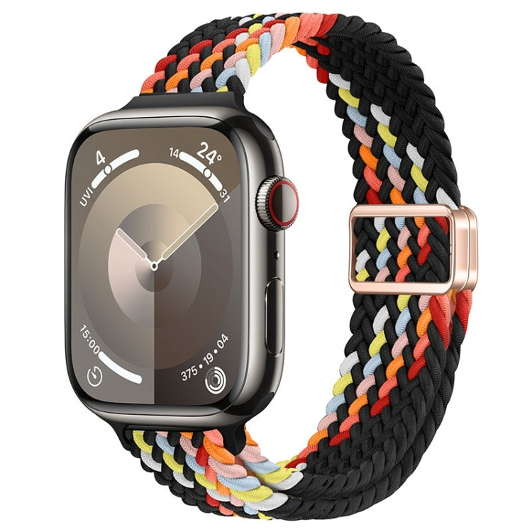 For Apple Watch SE 2022 40mm Slim Magnetic Buckle Nylon Braided Watch Band(Z Pattern Black Rainbow) - free shipping - PMc TechLife - Order now!