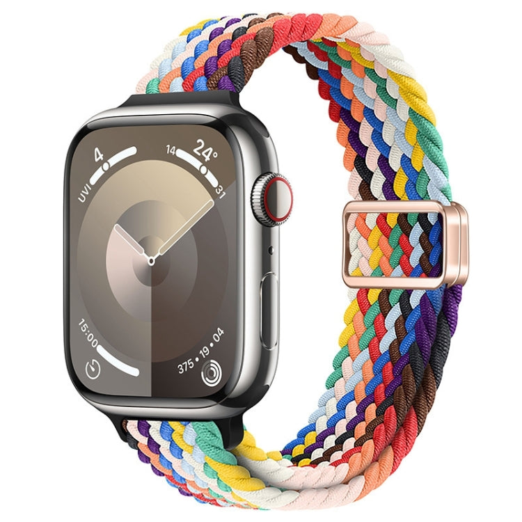 For Apple Watch Series 7 45mm Slim Magnetic Buckle Nylon Braided Watch Band(Rainbow) - free shipping - PMc TechLife - Order now!