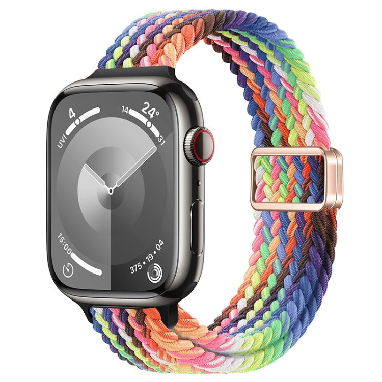 For Apple Watch Series 4 44mm Slim Magnetic Buckle Nylon Braided Watch Band(Radiant New Rainbow) - free shipping - PMc TechLife - Order now!