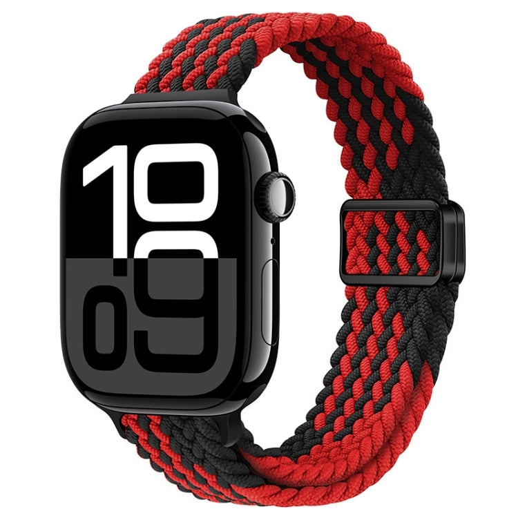 For Apple Watch Series 10 42mm Slim Magnetic Buckle Nylon Braided Watch Band(Z Pattern Black Red) - free shipping - PMc TechLife - Order now!