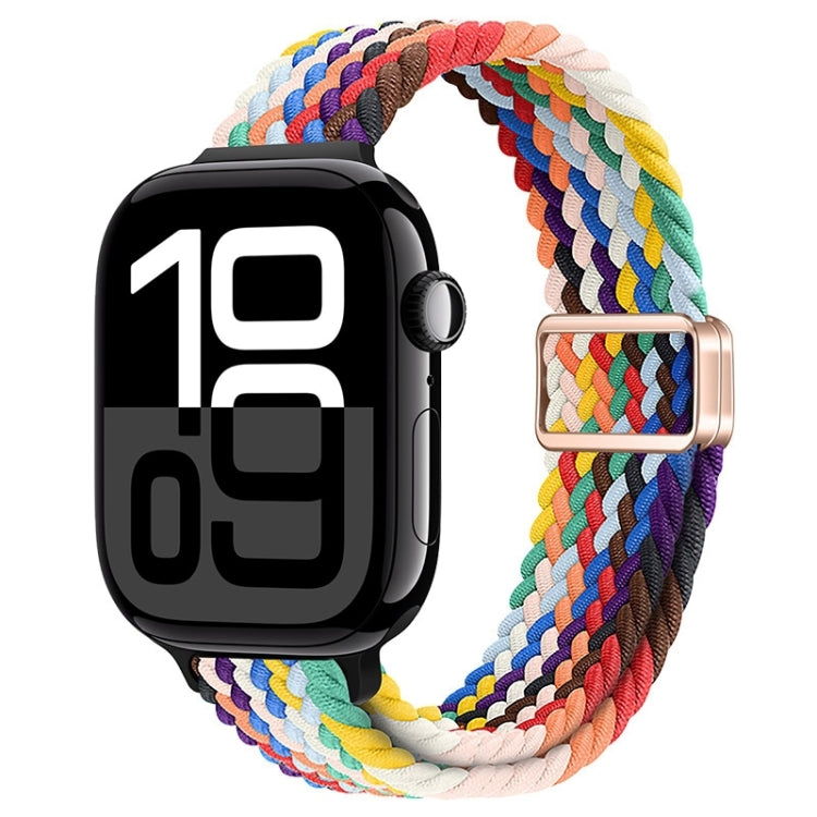 For Apple Watch Series 10 42mm Slim Magnetic Buckle Nylon Braided Watch Band(Rainbow) - free shipping - PMc TechLife - Order now!