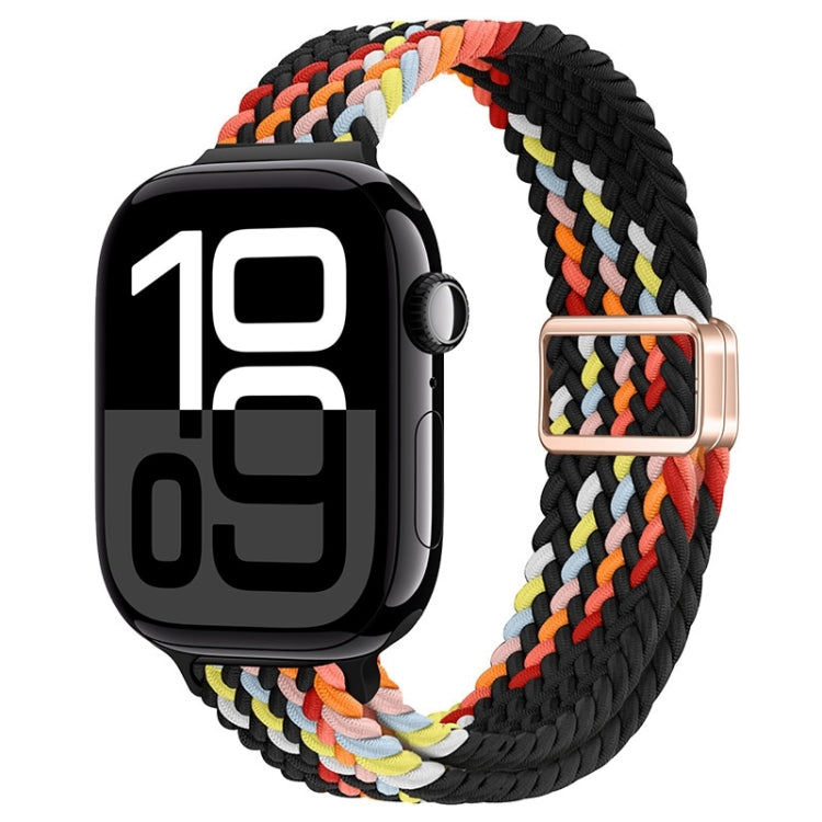 For Apple Watch Series 10 46mm Slim Magnetic Buckle Nylon Braided Watch Band(Z Pattern Black Rainbow) - free shipping - PMc TechLife - Order now!