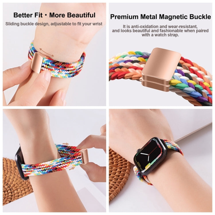 For Apple Watch Series 10 42mm Slim Magnetic Buckle Nylon Braided Watch Band(Z Pattern Black Rainbow) - free shipping - PMc TechLife - Order now!