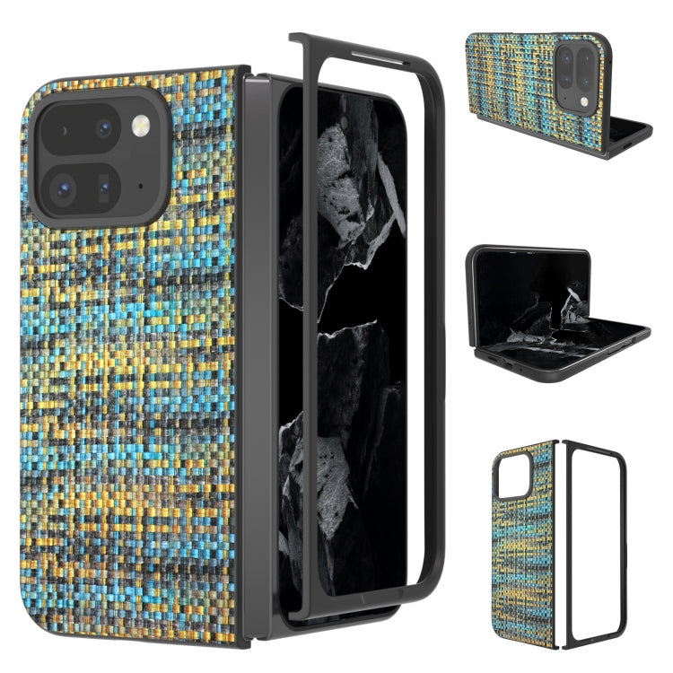 For Google Pixel 9 Pro Fold Black Frame Color Lattice Texture PU Phone Case(Gold) - Google Cases by PMC TechLife | Online Shopping South Africa | PMC TechLife | Buy Now Pay Later Mobicred