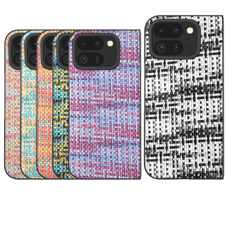 For Google Pixel 9 Pro Fold Black Frame Color Lattice Texture PU Phone Case(Gold) - Google Cases by PMC TechLife | Online Shopping South Africa | PMC TechLife | Buy Now Pay Later Mobicred
