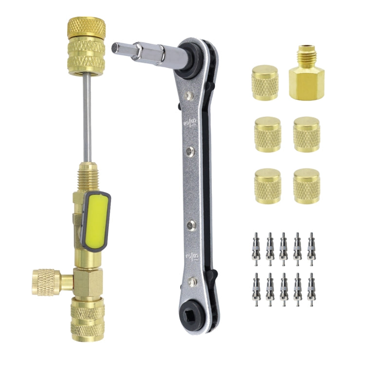 19pcs / Set Air Conditioning Valve Core Remover with Wrench(Gold) - Booster Cable & Clip by PMC Jewellery | Online Shopping South Africa | PMC Jewellery | Buy Now Pay Later Mobicred