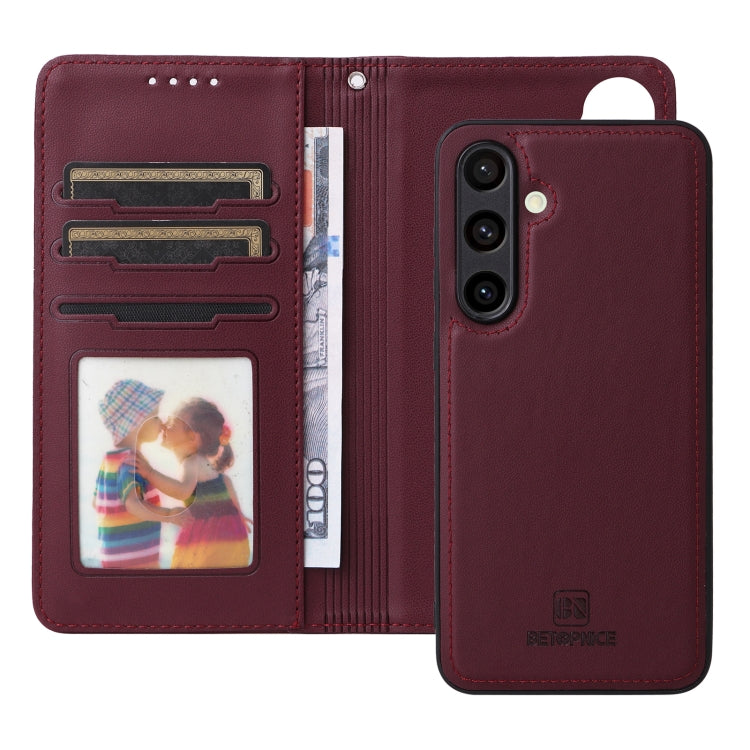 For Samsung Galaxy S24 FE 5G BETOPNICE BN-005 2 in 1 Detachable Imitate Genuine Leather Phone Case(Wine Red) - Galaxy S24 FE 5G Cases by BETOPNICE | Online Shopping South Africa | PMC Jewellery | Buy Now Pay Later Mobicred