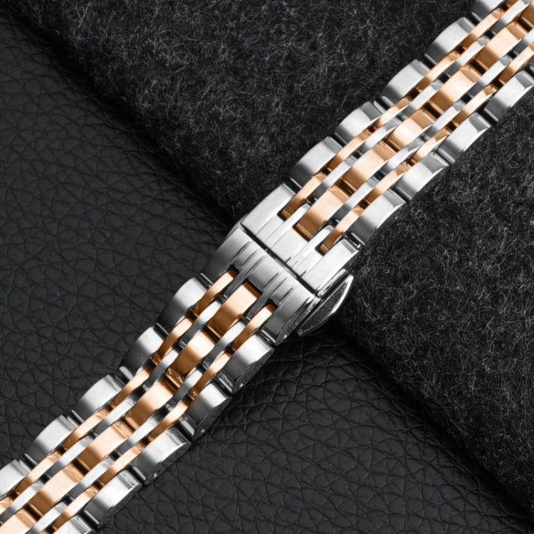 For Garmin Lily 2 Seven-beads 14mm Stainless Steel Watch Band(Silver Rose Gold) - Watch Bands by PMc TechLife | Online Shopping South Africa | PMc TechLife | Buy Now Pay Later Mobicred
