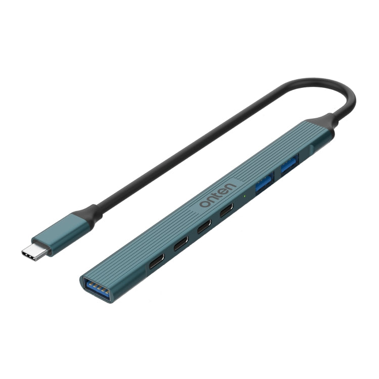 Onten UC972C 7 in 1 USB-C / Type-C to USB3.0 + USB2.0x2 + Type-Cx4 HUB Docking Station(Pine Green) - USB HUB by Onten | Online Shopping South Africa | PMC TechLife | Buy Now Pay Later Mobicred