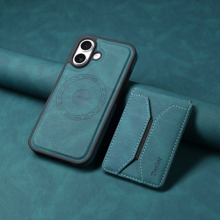 For iPhone 16 Denior D17 Skin Feel MagSafe Detachable Card Slot Phone Case(Blue) - iPhone 16 Cases by Denior | Online Shopping South Africa | PMC TechLife | Buy Now Pay Later Mobicred