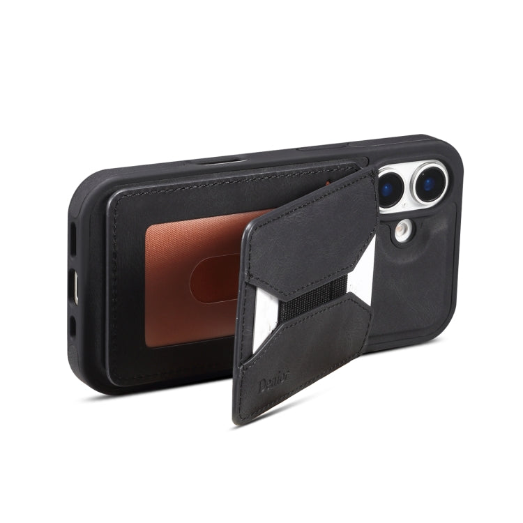 For iPhone 16 Denior D17 Skin Feel MagSafe Detachable Card Slot Phone Case(Black) - iPhone 16 Cases by Denior | Online Shopping South Africa | PMC TechLife | Buy Now Pay Later Mobicred
