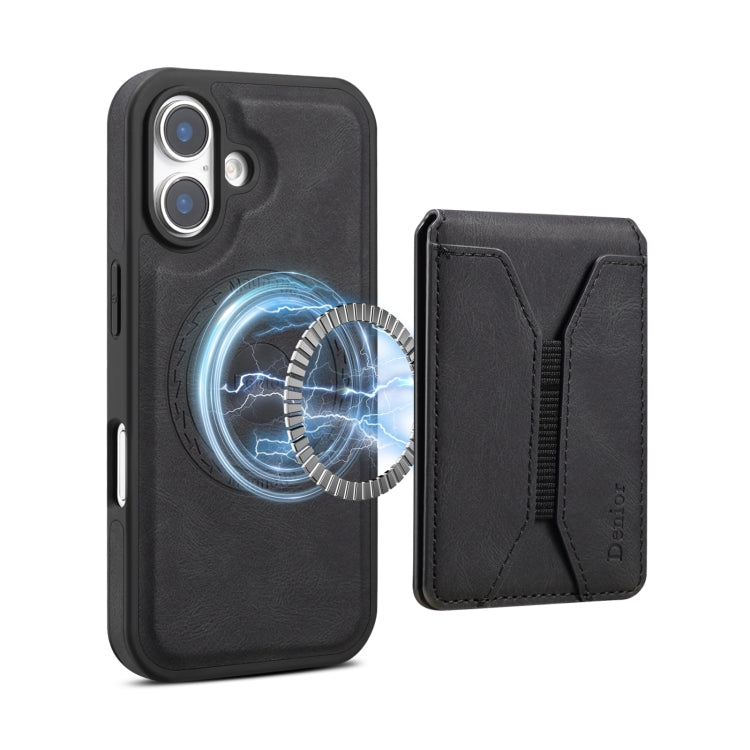For iPhone 16 Denior D17 Skin Feel MagSafe Detachable Card Slot Phone Case(Black) - iPhone 16 Cases by Denior | Online Shopping South Africa | PMC TechLife | Buy Now Pay Later Mobicred